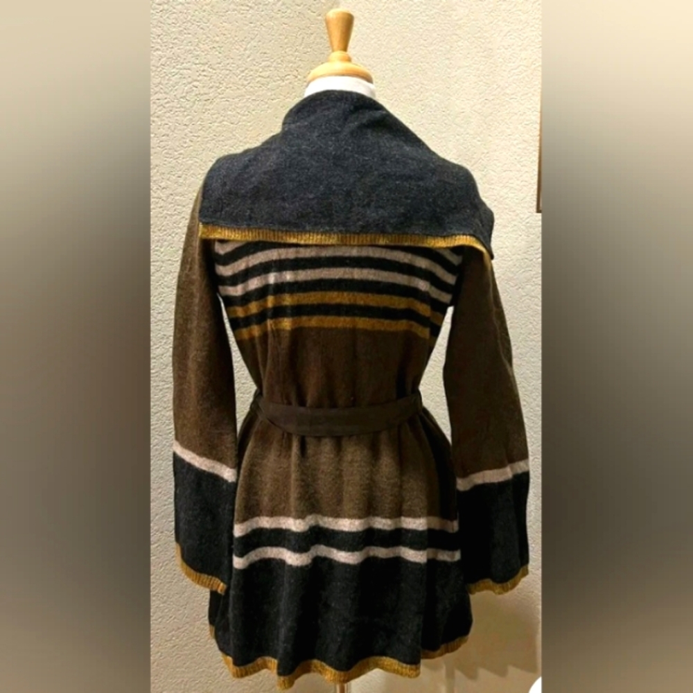 Anthropologie Angel of the North Green striped wool cardigan
